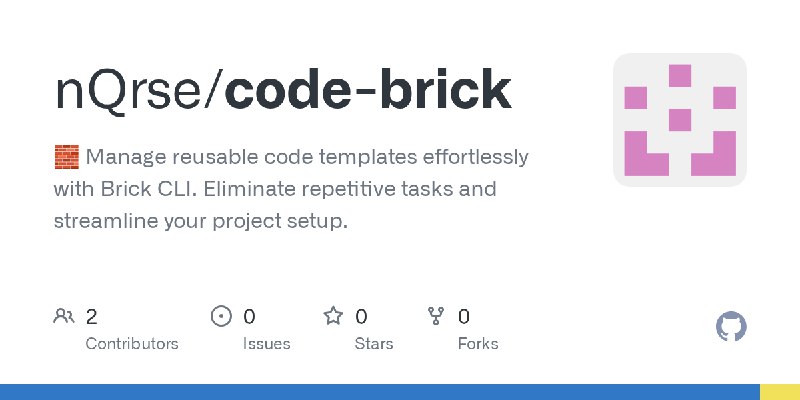 GitHub - nQrse/code-brick: 🧱 Manage reusable code templates effortlessly with Brick CLI. Eliminate repetitive tasks and streamline…