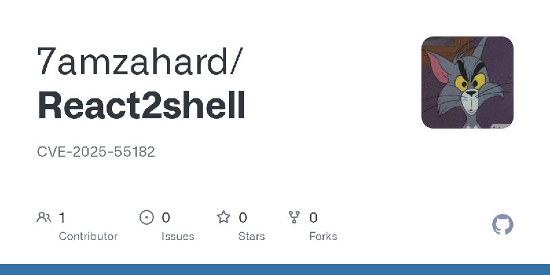 GitHub - 7amzahard/React2shell: CVE-2025-55182