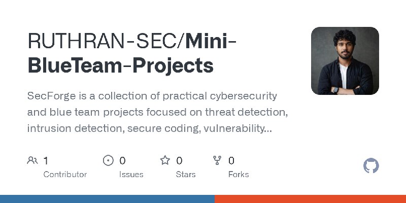 GitHub - RUTHRAN-SEC/Mini-BlueTeam-Projects: SecForge is a collection of practical cybersecurity and blue team projects focused…