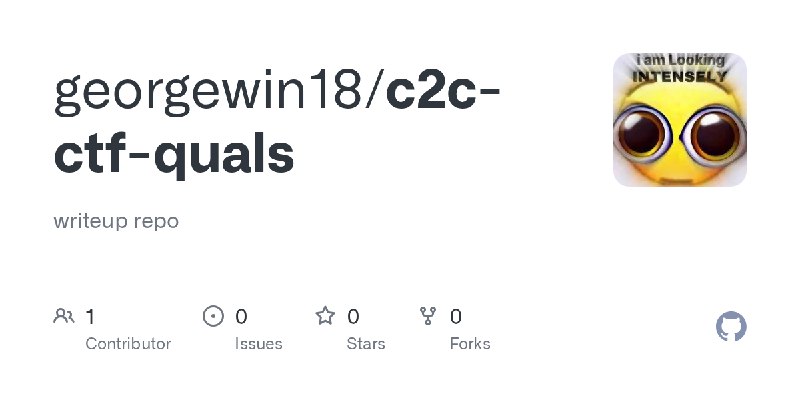 GitHub - georgewin18/c2c-ctf-quals: writeup repo