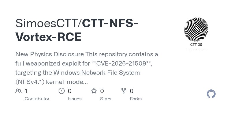 GitHub - SimoesCTT/CTT-NFS-Vortex-RCE: New Physics Disclosure This repository contains a full weaponized exploit for **CVE-2026…
