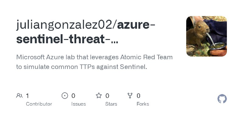GitHub - juliangonzalez02/azure-sentinel-threat-simulation: Microsoft Azure lab that leverages Atomic Red Team to simulate common…