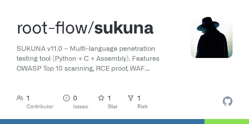 GitHub - root-flow/sukuna: SUKUNA v11.0 – Multi-language penetration testing tool (Python + C + Assembly). Features OWASP Top 10…