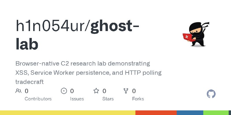 GitHub - h1n054ur/ghost-lab: Browser-native C2 research lab demonstrating XSS, Service Worker persistence, and HTTP polling tradecraft