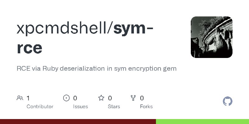 GitHub - xpcmdshell/sym-rce: RCE via Ruby deserialization in sym encryption gem
