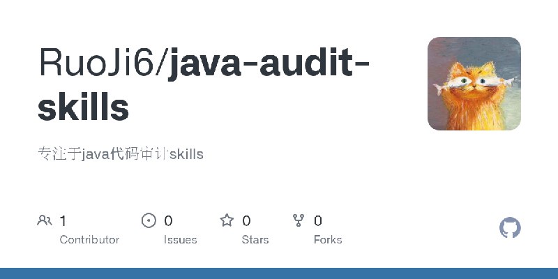 GitHub - RuoJi6/java-audit-skills: 专注于java代码审计skills