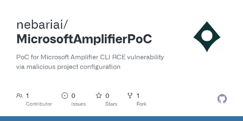 GitHub - nebariai/MicrosoftAmplifierPoC: PoC for Microsoft Amplifier CLI RCE vulnerability via malicious project configuration