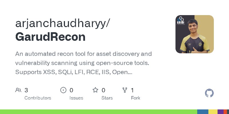 GitHub - arjanchaudharyy/GarudRecon: An automated recon tool for asset discovery and vulnerability scanning using open-source tools.…