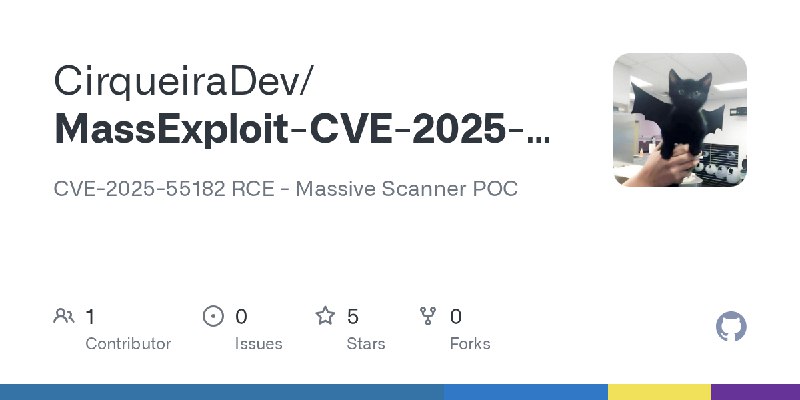 GitHub - CirqueiraDev/MassExploit-CVE-2025-55182: CVE-2025-55182 RCE - Massive Scanner POC
