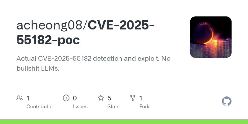 GitHub - acheong08/CVE-2025-55182-poc: Actual CVE-2025-55182 detection and exploit. No bullshit LLMs.