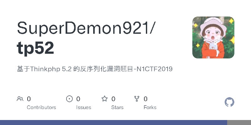 GitHub - SuperDemon921/tp52: 基于Thinkphp 5.2 的反序列化漏洞题目-N1CTF2019