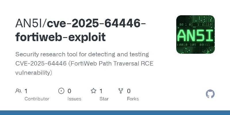 GitHub - AN5I/cve-2025-64446-fortiweb-exploit: Security research tool for detecting and testing CVE-2025-64446 (FortiWeb Path Traversal…