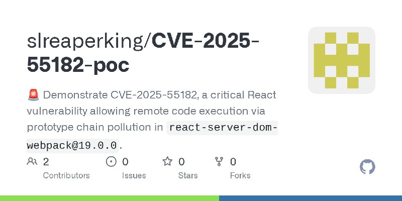 GitHub - slreaperking/CVE-2025-55182-poc: 🚨 Demonstrate CVE-2025-55182, a critical React vulnerability allowing remote code execution…