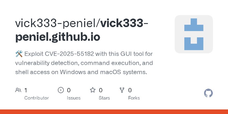 GitHub - vick333-peniel/vick333-peniel.github.io: 🛠️ Exploit CVE-2025-55182 with this GUI tool for vulnerability detection, command…