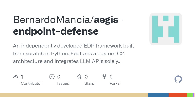 GitHub - BernardoMancia/aegis-endpoint-defense: An independently developed EDR framework built from scratch in Python. Features…