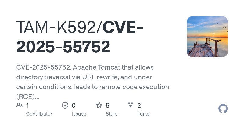 GitHub - TAM-K592/CVE-2025-55752: CVE-2025-55752, Apache Tomcat that allows directory traversal via URL rewrite, and under certain…