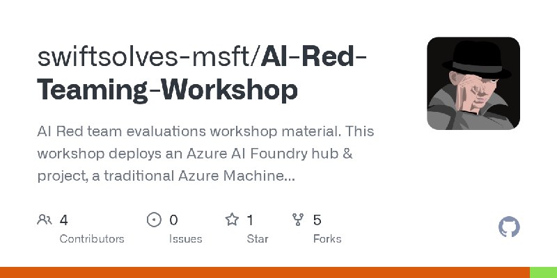 GitHub - swiftsolves-msft/AI-Red-Teaming-Workshop: AI Red team evaluations workshop material.  This workshop deploys an Azure AI…