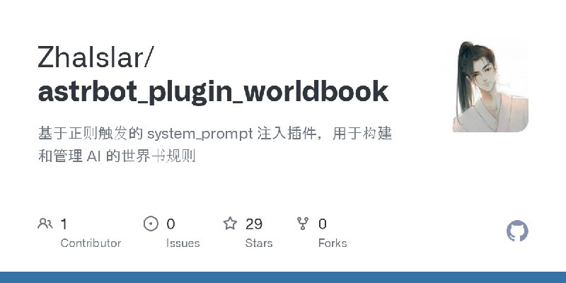 GitHub - Zhalslar/astrbot_plugin_worldbook: 基于正则触发的 system_prompt 注入插件，用于构建和管理 AI 的世界书规则