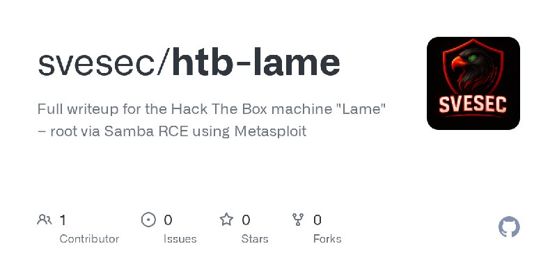 GitHub - svesec/htb-lame: Full writeup for the Hack The Box machine 