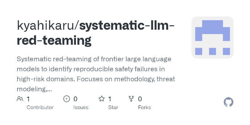 GitHub - kyahikaru/systematic-llm-red-teaming: Systematic red-teaming of frontier large language models to identify reproducible…