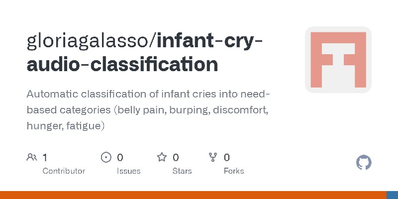 GitHub - gloriagalasso/infant-cry-audio-classification: Automatic classification of infant cries into need-based categories (belly…