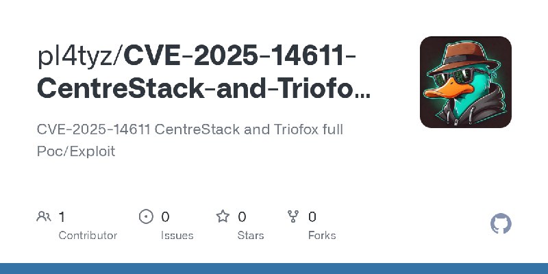 GitHub - pl4tyz/CVE-2025-14611-CentreStack-and-Triofox-full-Poc-Exploit: CVE-2025-14611 CentreStack and Triofox full Poc/Exploit