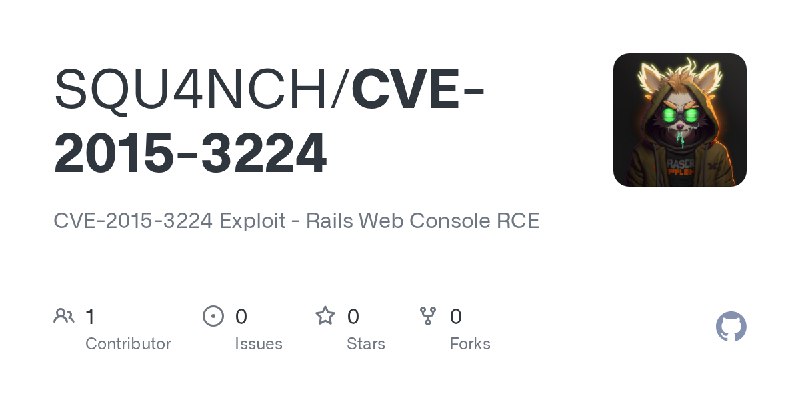 GitHub - SQU4NCH/CVE-2015-3224: CVE-2015-3224 Exploit - Rails Web Console RCE