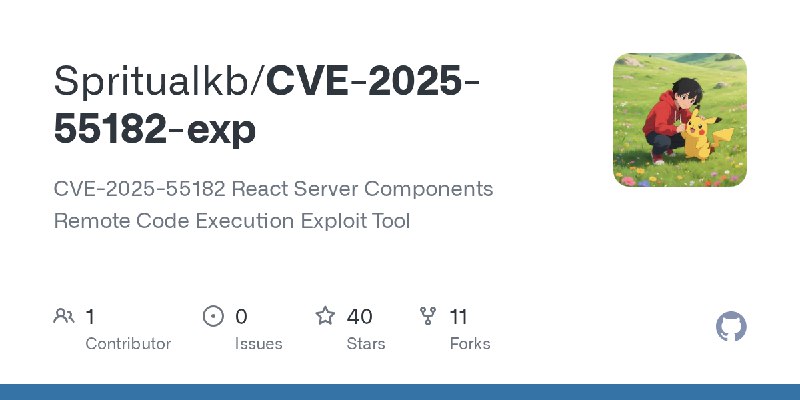 GitHub - Spritualkb/CVE-2025-55182-exp: CVE-2025-55182 React Server Components Remote Code Execution Exploit Tool
