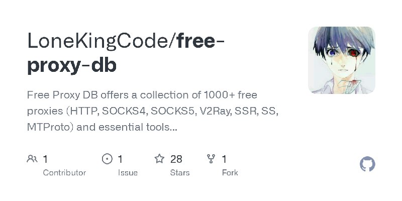 GitHub - LoneKingCode/free-proxy-db: Free Proxy DB offers a collection of 1000+ free proxies (HTTP, SOCKS4, SOCKS5, V2Ray, SSR…