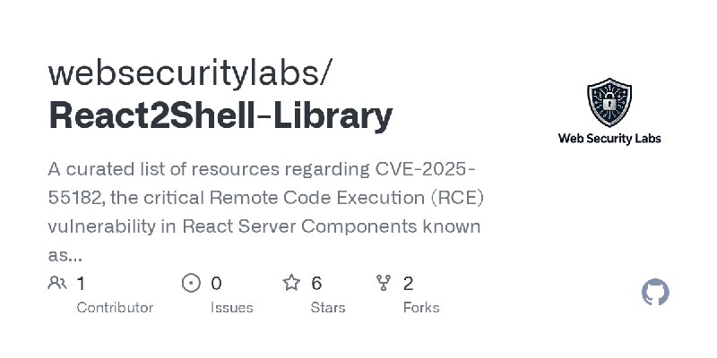 GitHub - websecuritylabs/React2Shell-Library: A curated list of resources regarding CVE-2025-55182, the critical Remote Code Execution…