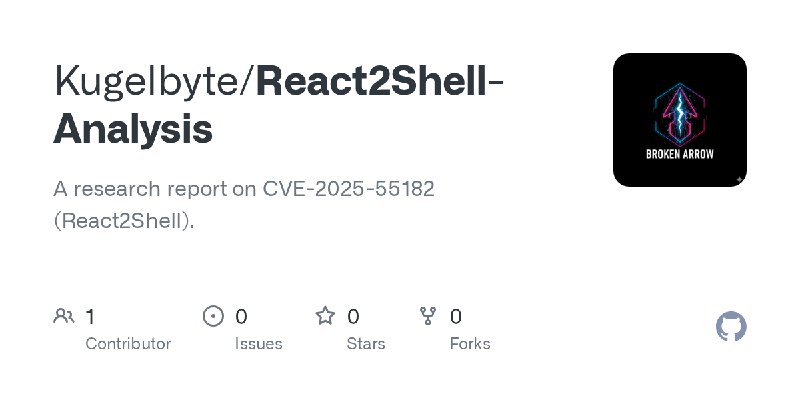 GitHub - Kugelbyte/React2Shell-Analysis: A research report on CVE-2025-55182 (React2Shell).