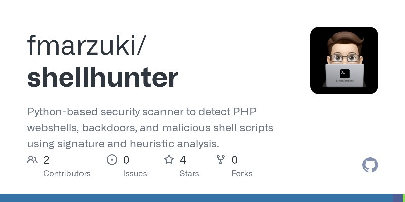 GitHub - fmarzuki/shellhunter: Python-based security scanner to detect PHP webshells, backdoors, and malicious shell scripts using…