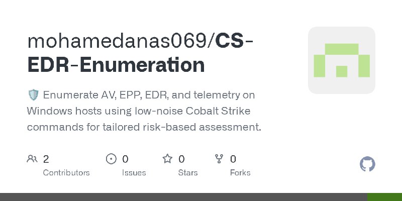 GitHub - mohamedanas069/CS-EDR-Enumeration: 🛡 Enumerate AV, EPP, EDR, and telemetry on Windows hosts using low-noise Cobalt Strike…