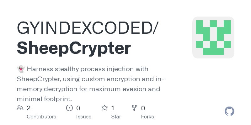 GitHub - GYINDEXCODED/SheepCrypter: 👻 Harness stealthy process injection with SheepCrypter, using custom encryption and in-memory…