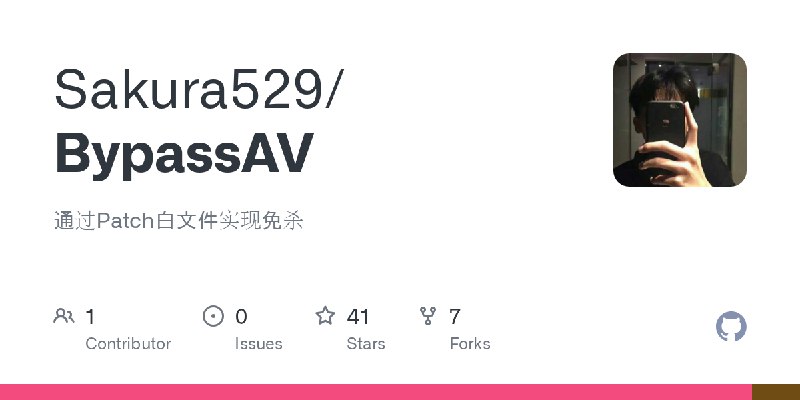 GitHub - Sakura529/BypassAV: 通过Patch白文件实现免杀