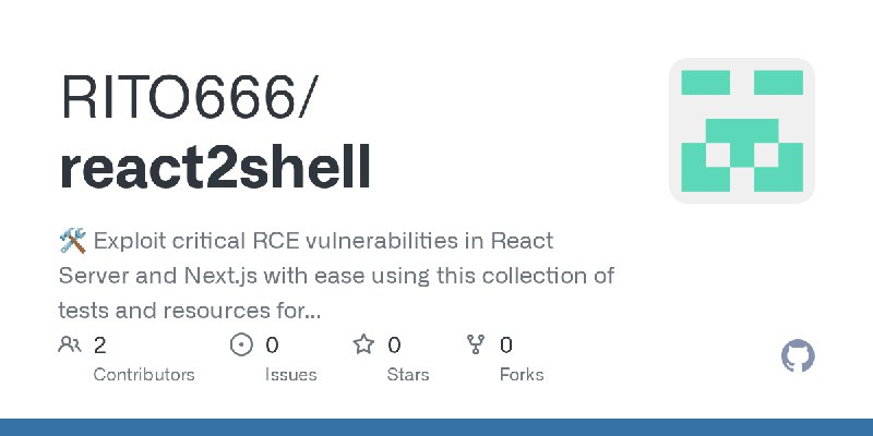 GitHub - RITO666/react2shell: 🛠️ Exploit critical RCE vulnerabilities in React Server and Next.js with ease using this collection…
