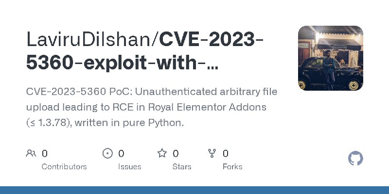 GitHub - LaviruDilshan/CVE-2023-5360-exploit-with-native-libraries: CVE-2023-5360 PoC: Unauthenticated arbitrary file upload leading…