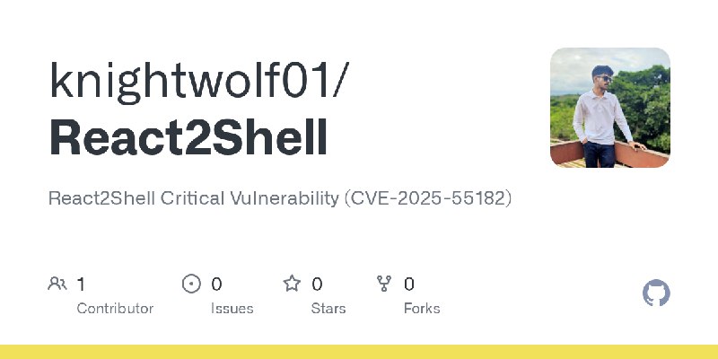 GitHub - knightwolf01/React2Shell: React2Shell Critical Vulnerability (CVE-2025-55182)