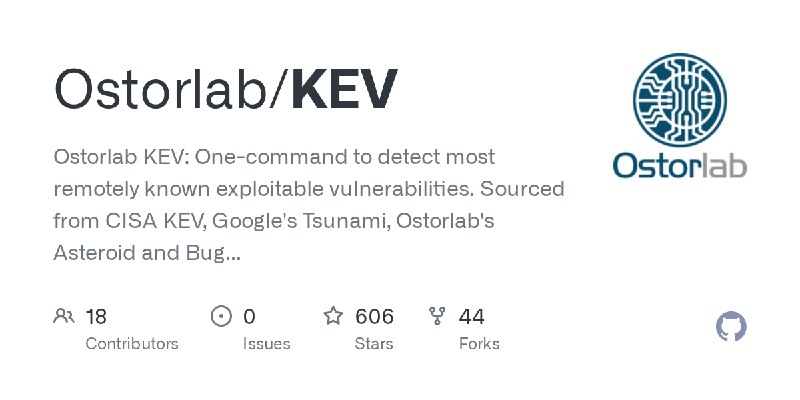GitHub - Ostorlab/KEV: Ostorlab KEV: One-command to detect most remotely known exploitable vulnerabilities. Sourced from CISA KEV…