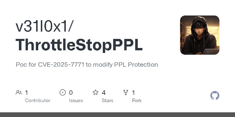 GitHub - v31l0x1/ThrottleStopPPL: Poc for CVE-2025-7771 to modify PPL Protection