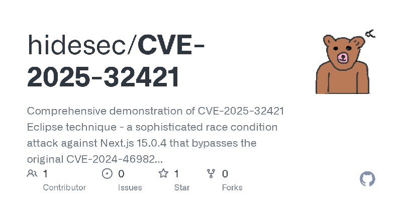 GitHub - hidesec/CVE-2025-32421: Comprehensive demonstration of CVE-2025-32421 Eclipse technique - a sophisticated race condition…