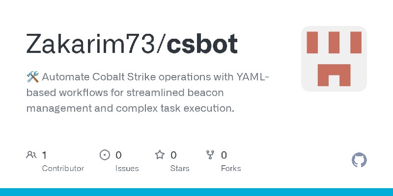 GitHub - Zakarim73/csbot: 🛠️ Automate Cobalt Strike operations with YAML-based workflows for streamlined beacon management and…