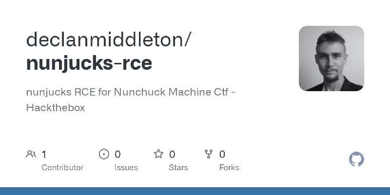 GitHub - declanmiddleton/nunjucks-rce: nunjucks RCE for Nunchuck Machine Ctf - Hackthebox